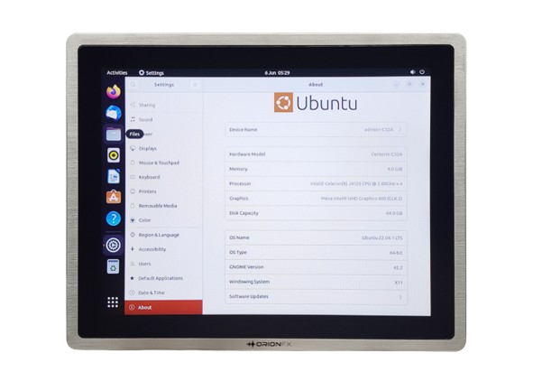 ORIONFX paslanmaz panel PC yan görünüm